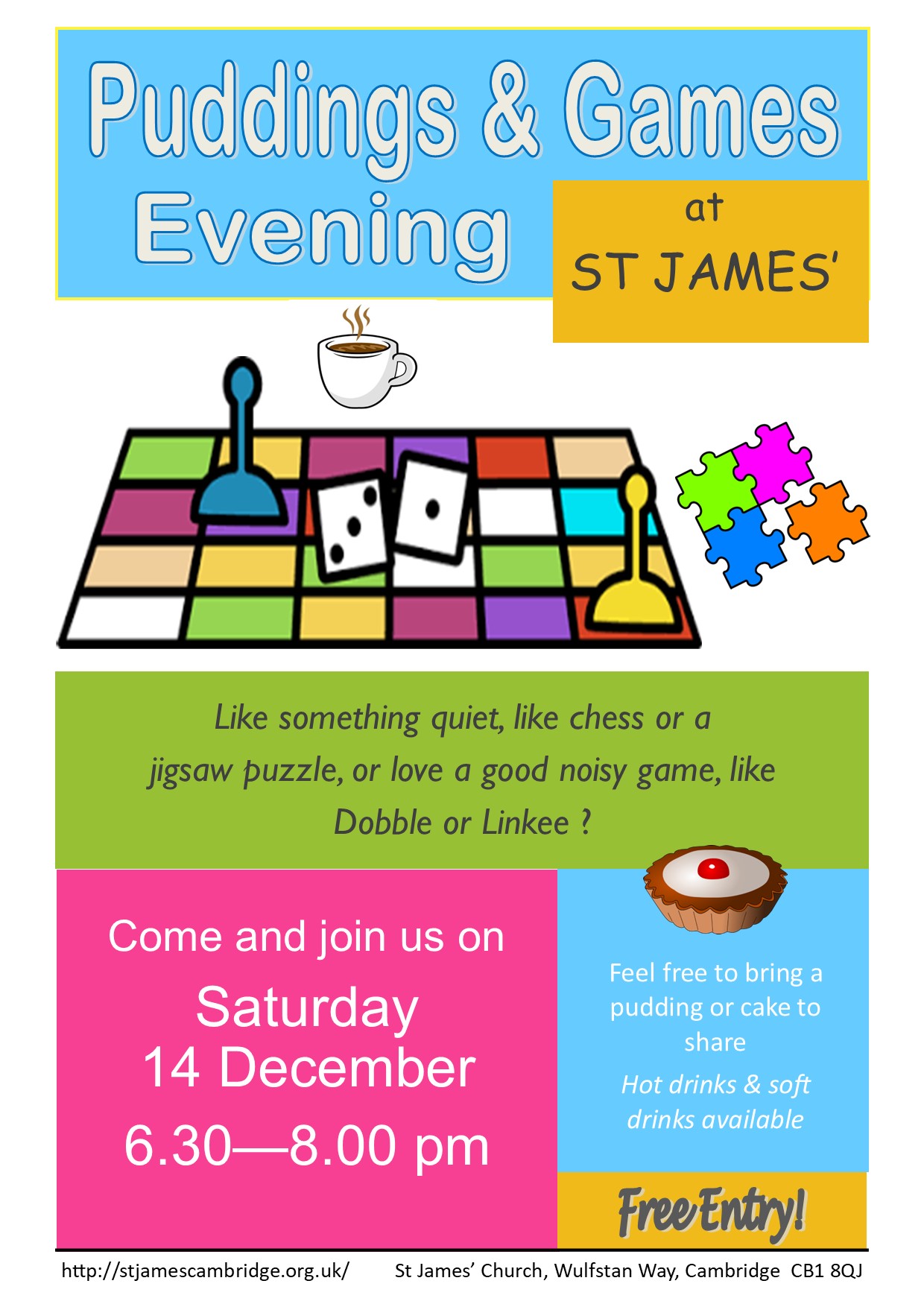 Puddings and Games Evening Pos